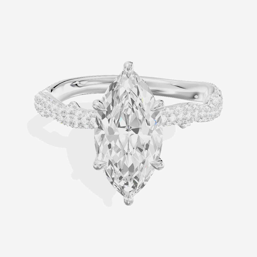 Twine Vine Vine Marquise Engagement Ring with Side Stones (3/5 ct. tw.) in Platinum