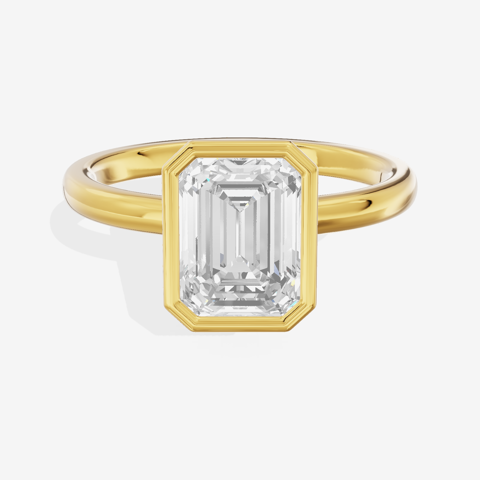 Trellise Bezel 2mm Emerald Solitaire Engagement Ring in 14K Yellow Gold