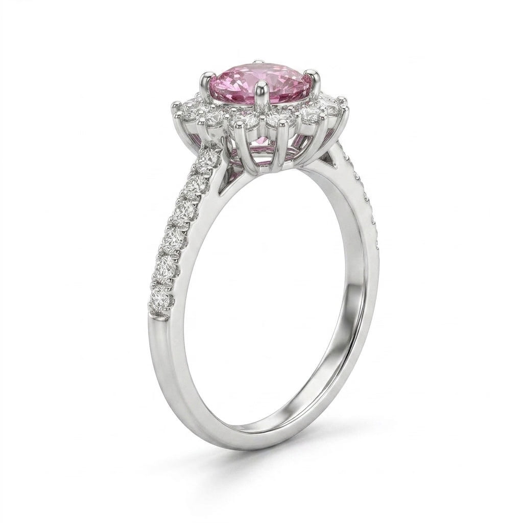 Halo Pavé Round Engagement Ring (1.1 ct. tw.) in Platinum