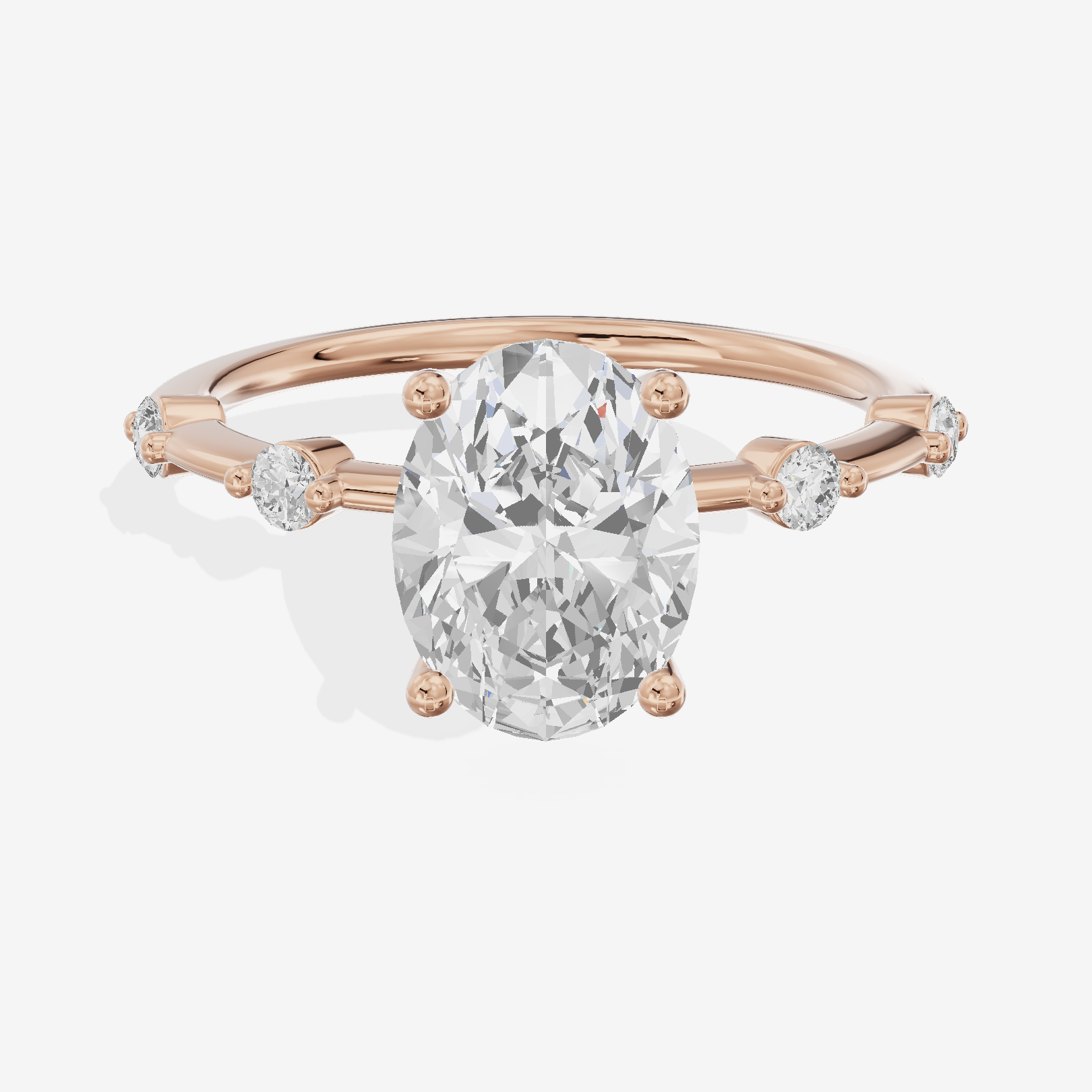 Grand Trueheart Oval Engagement Ring with Side Stones (1/2 ct. tw.) in 14K Rose Gold