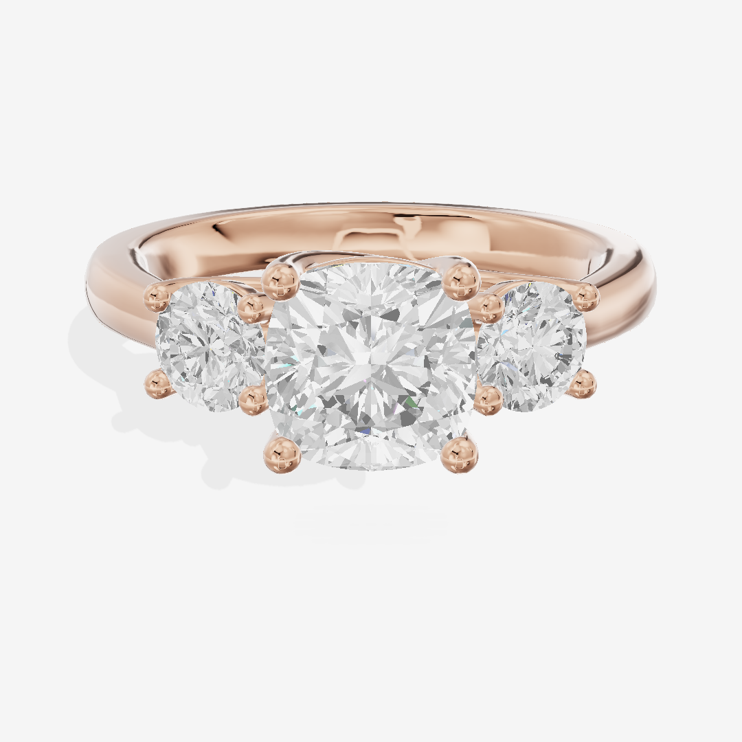 Petite Selenia Three Stone Cushion Engagement Ring (1/3 ct. tw.) in 18K Rose Gold