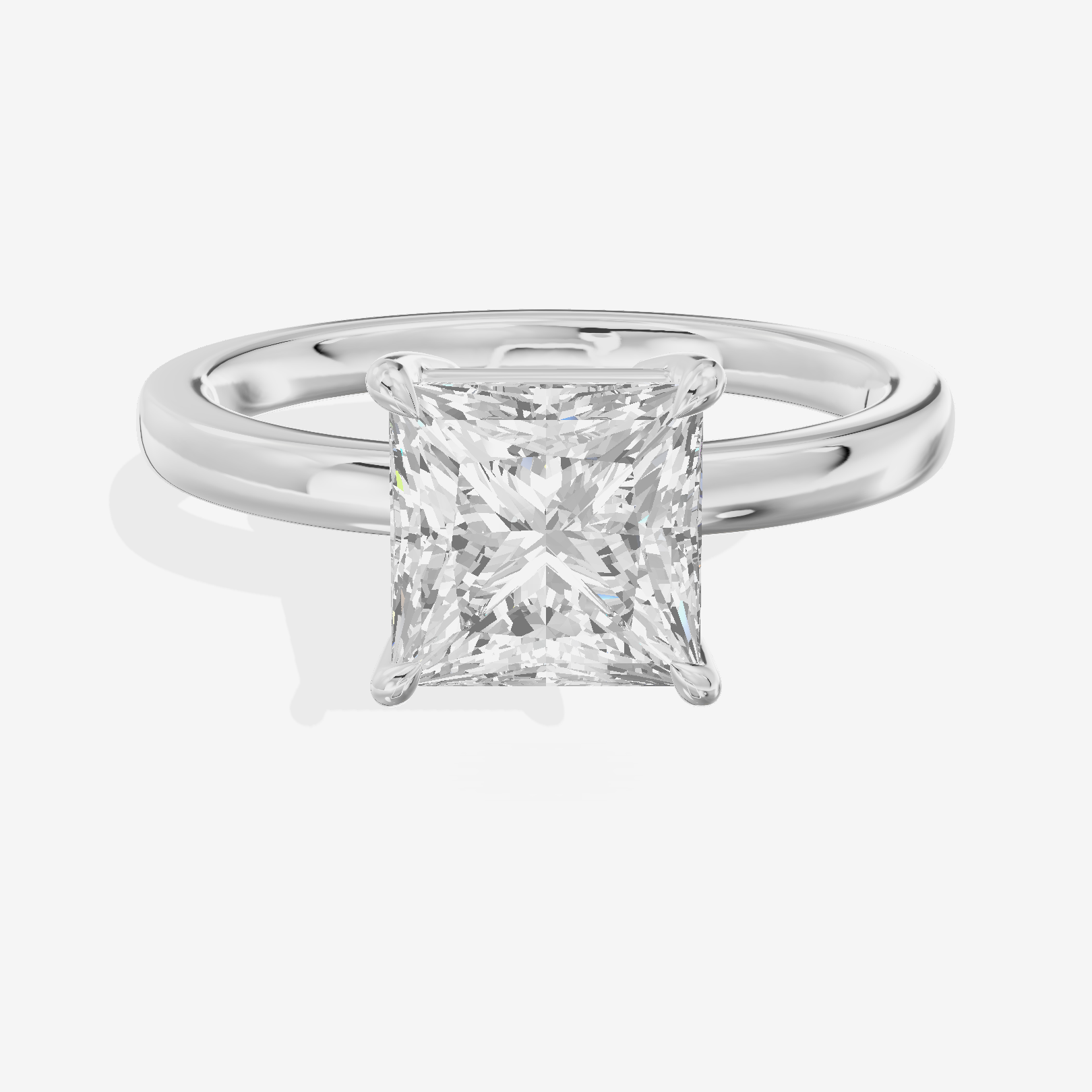 Heartline 2mm Princess Solitaire Engagement Ring in Platinum