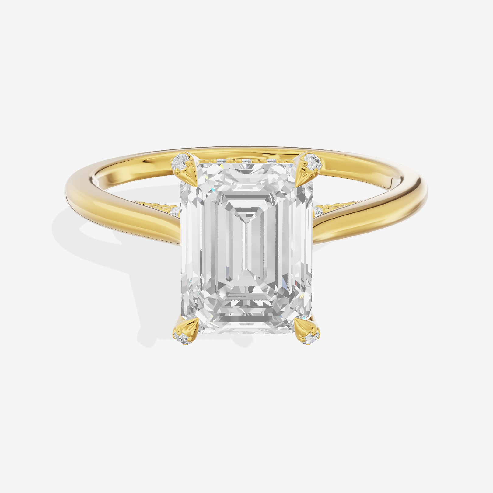 Grand Vowsae Emerald Engagement Ring with Side Stones (1/5 ct. tw.) in 18K Yellow Gold
