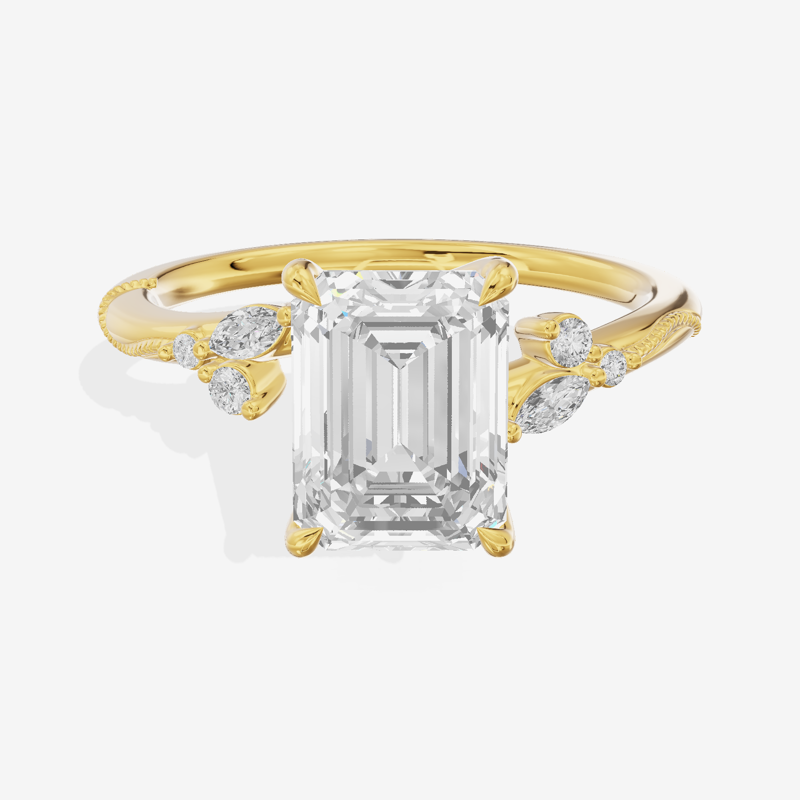Vintage Lumera Emerald Engagement Ring (1/10 ct. tw.) in 18K Yellow Gold