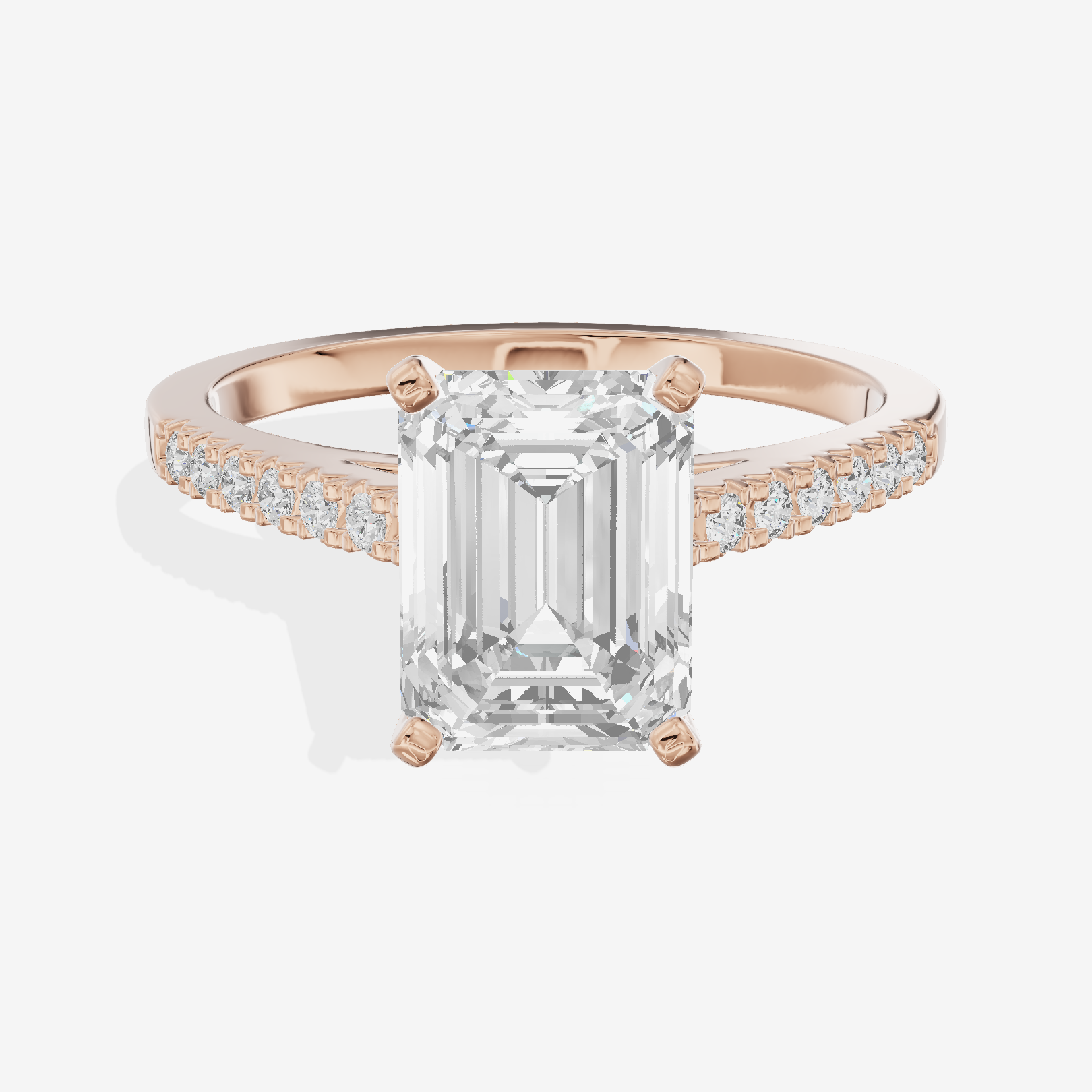 Sworn Vowsae Emerald Engagement Ring with Side Stones (1/10 ct. tw.) in 18K Rose Gold