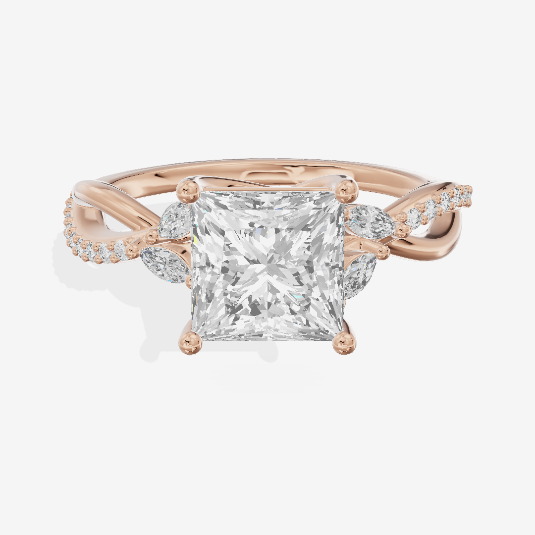 Petite Twine Princess Twisted Engagement Ring (1/5 ct. tw.) in 18K Rose Gold