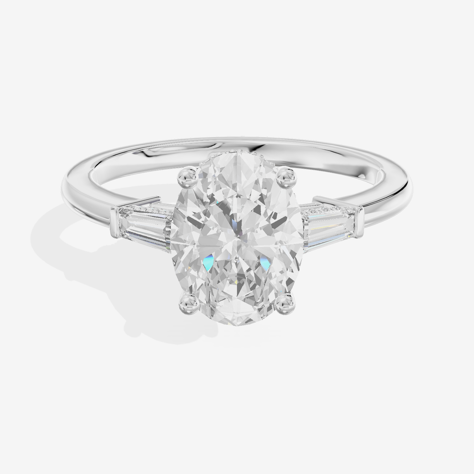 Promezza Hidden Halo Oval Engagement Ring (1/20 ct. tw.) in Platinum