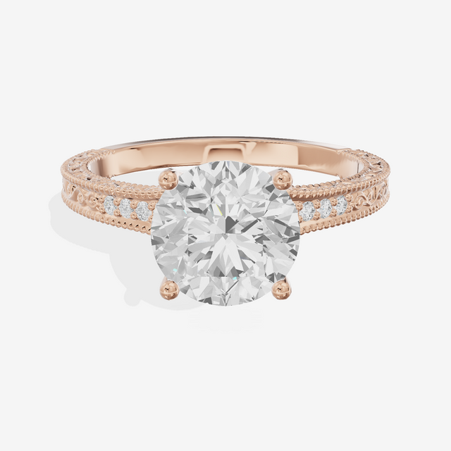 Vintage Sincere Round Engagement Ring (1/10 ct. tw.) in 14K Rose Gold