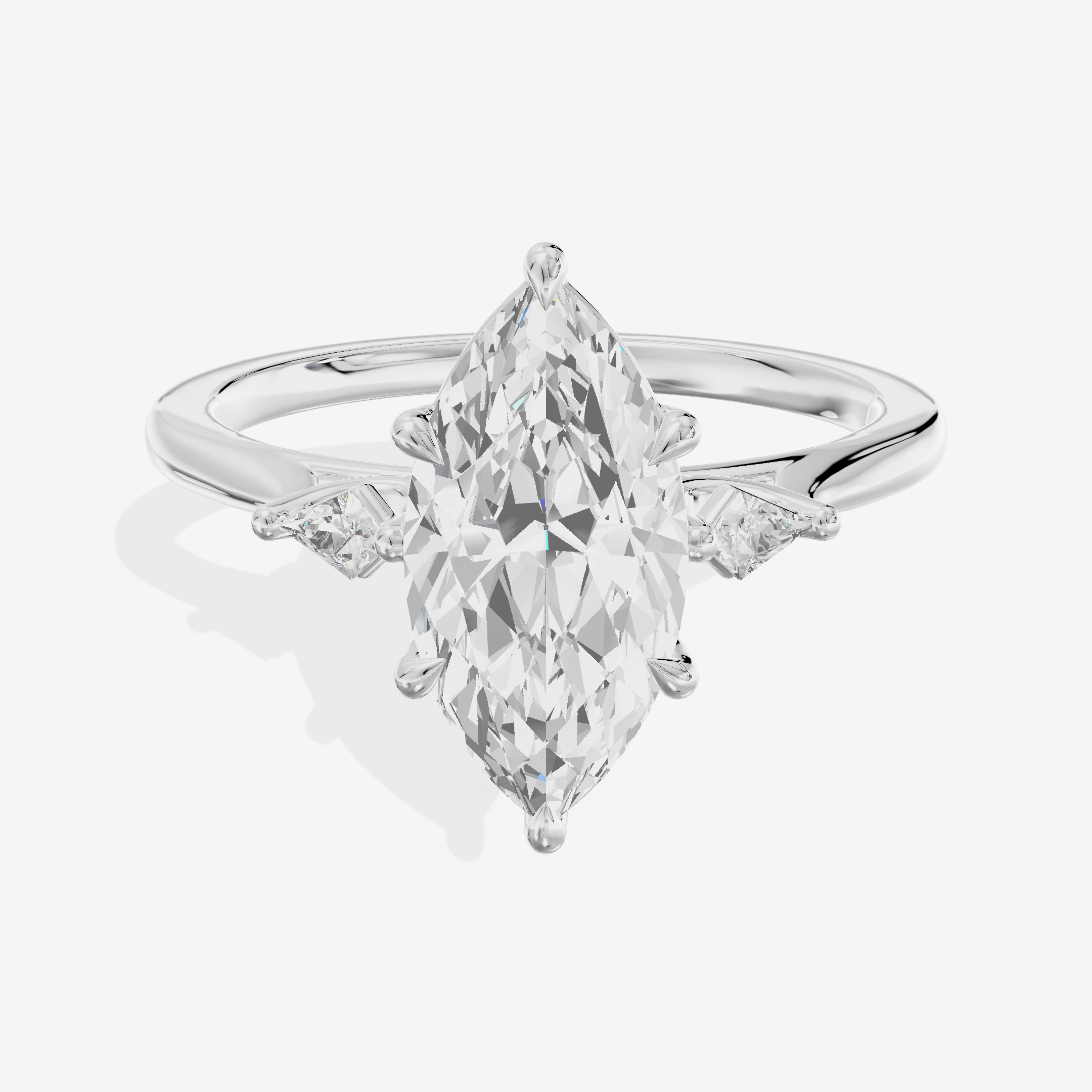 Vintage Belovae Marquise Three Stone Engagement Ring (3/5 ct. tw.) in 18K White Gold
