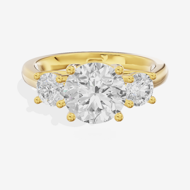 Petite Selenia Three Stone Round Engagement Ring (1/3 ct. tw.) in 18K Yellow Gold