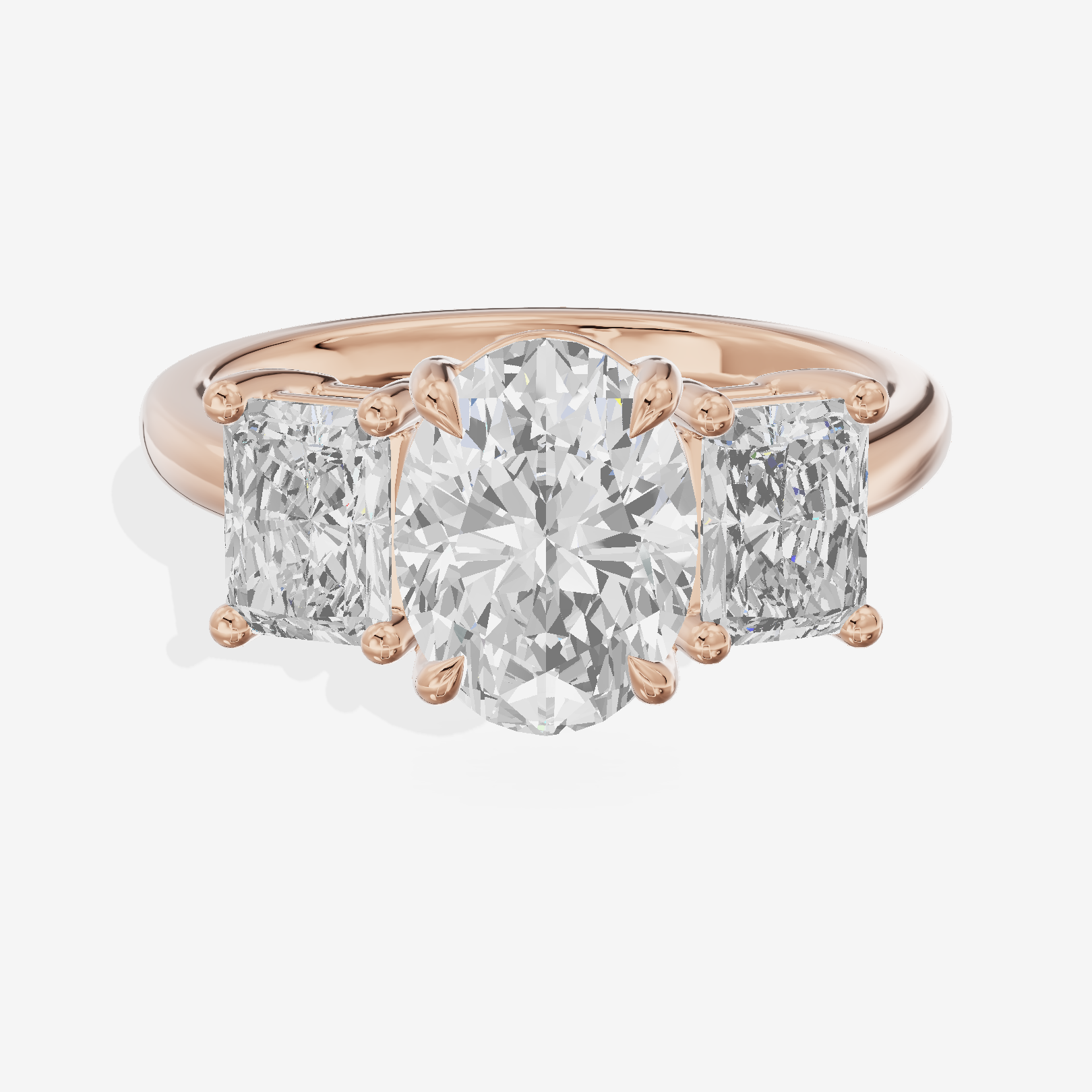 Twine Three Stone Oval Engagement Ring (1/3 ct. tw.) in 18K Rose Gold