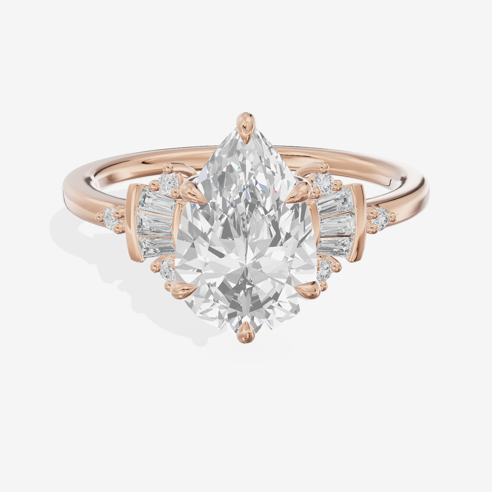 Petite Trellise Pear Engagement Ring with Side Stones (1/3 ct. tw.) in 18K Rose Gold