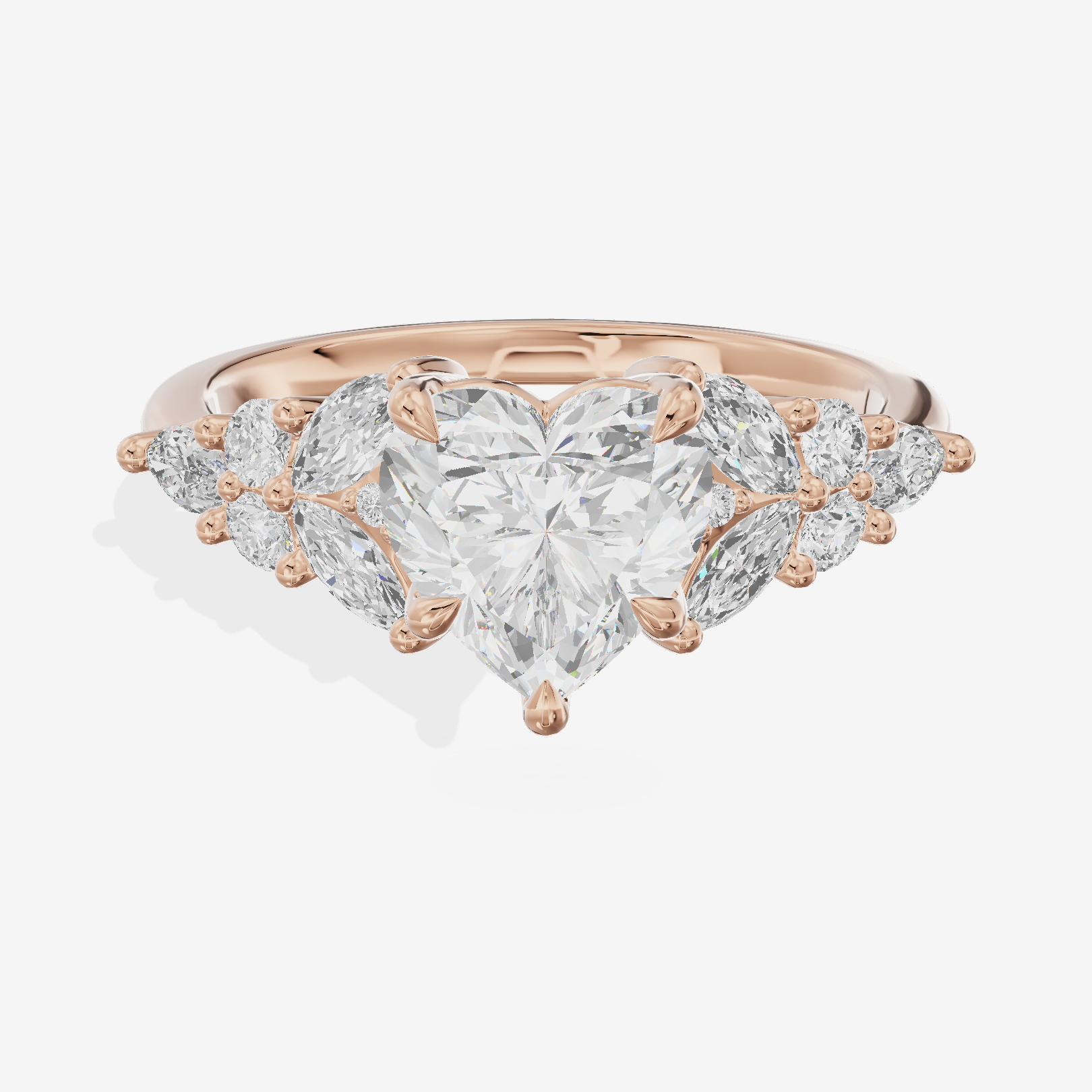 Tender Trueheart Heart Engagement Ring with Side Stones (1/2 ct. tw.) in 18K Rose Gold
