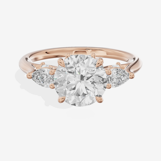 Classic Vowsae Three Stone Round Engagement Ring (3/5 ct. tw.) in 14K Rose Gold