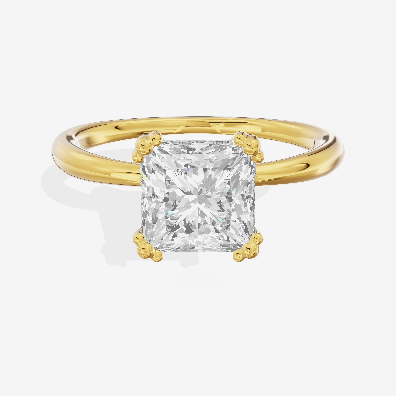 Classic Tender Princess Solitaire Engagement Ring in 14K Yellow Gold