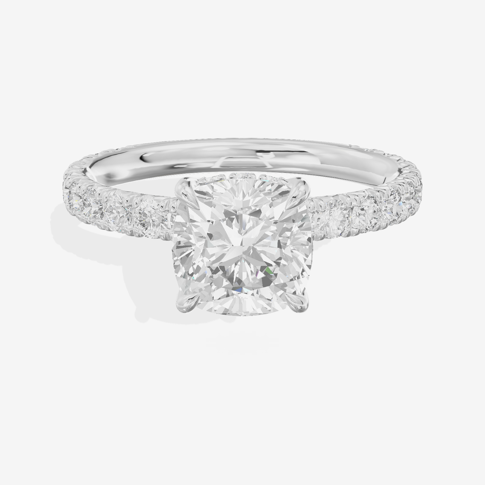 Sincere Pavé Cushion Engagement Ring (3/5 ct. tw.) in Platinum