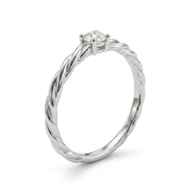 Low Profile Solitaire Twist Round Wedding Band (1/10 ct. tw.) in 18K White Gold