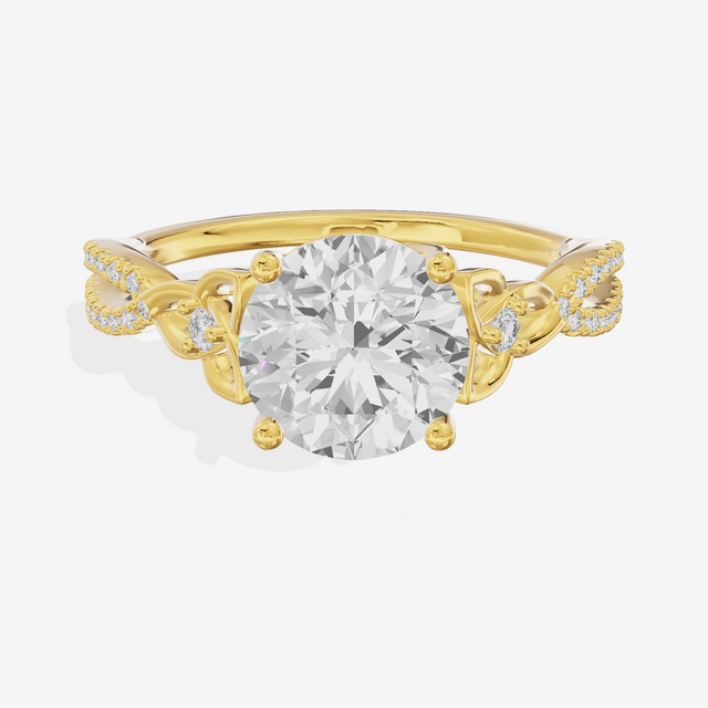 Luxe Sincere Round Engagement Ring with Side Stones (1/10 ct. tw.) in 14K Yellow Gold