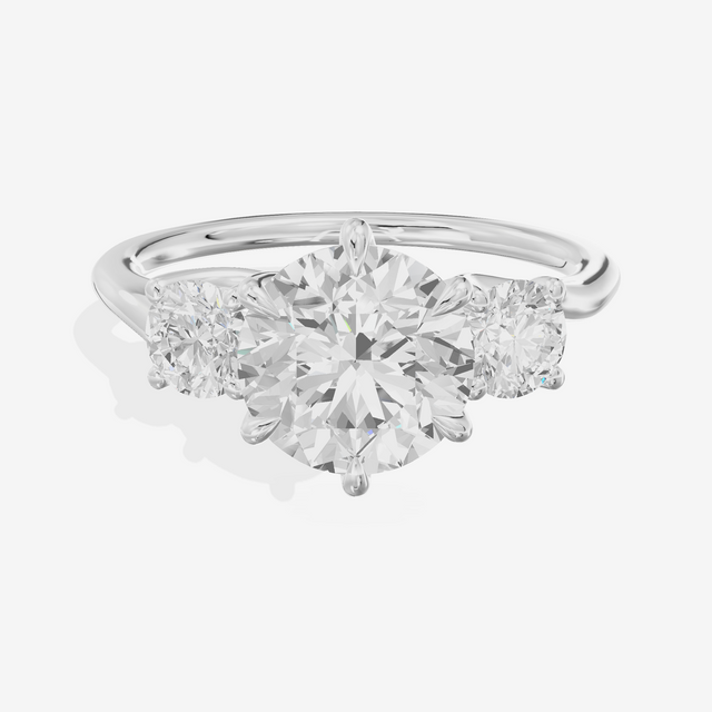Luxe Vowsae Three Stone Round Engagement Ring (1/2 ct. tw.) in 14K White Gold