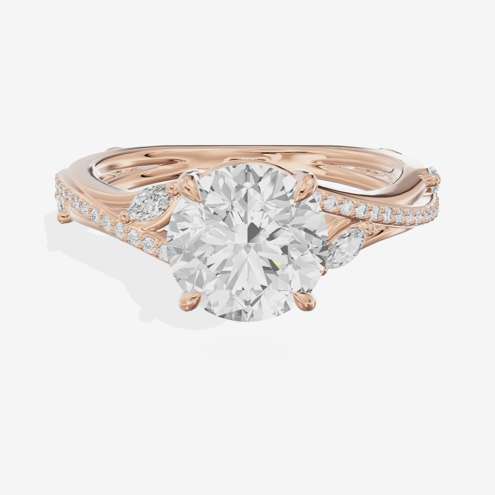 Twined Adorae Round Twisted Engagement Ring (1/4 ct. tw.) in 18K Rose Gold