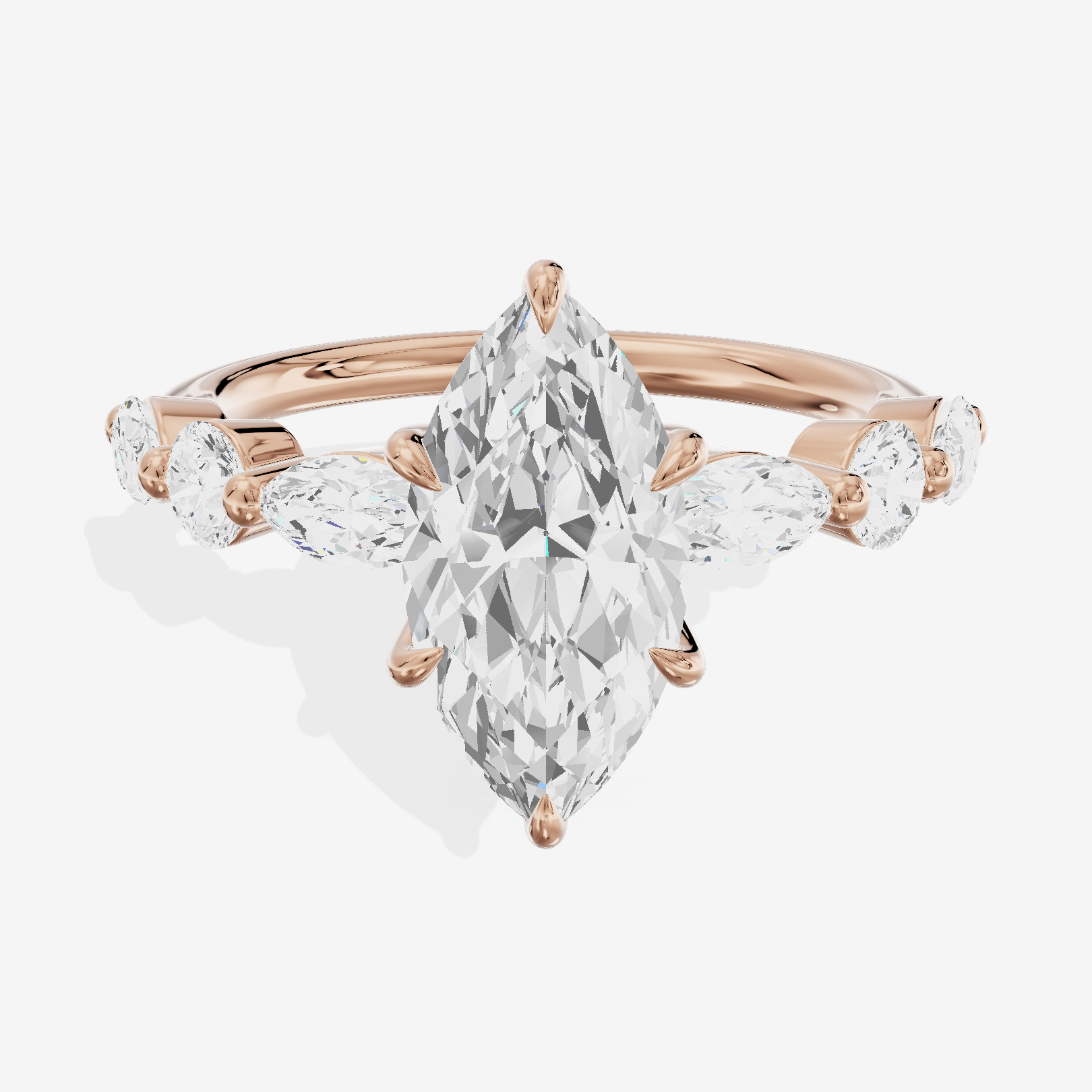 Grand Halcyon Marquise Engagement Ring with Side Stones (3/4 ct. tw.) in 18K Rose Gold