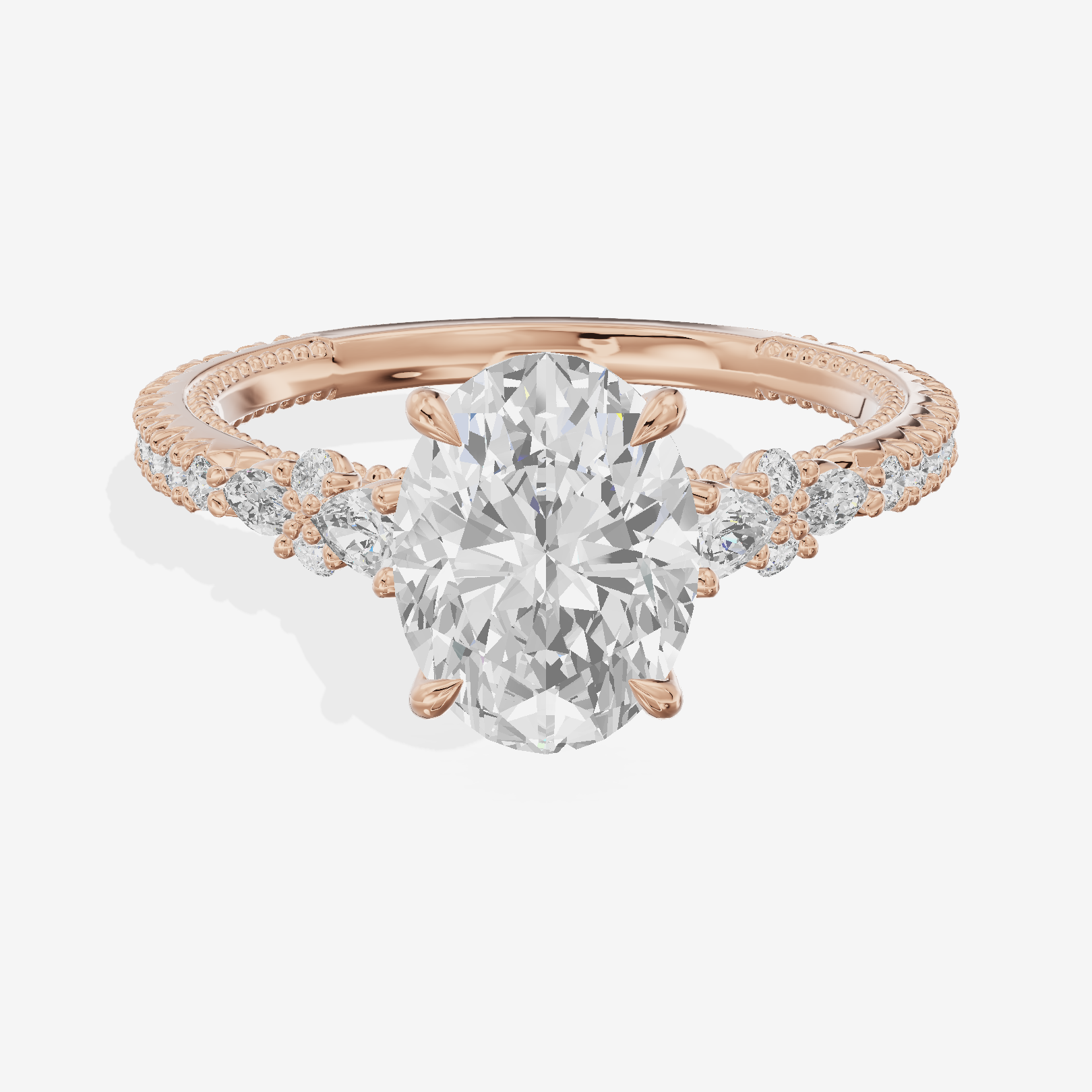 Trueheart Oval Engagement Ring with Side Stones (2/5 ct. tw.) in 18K Rose Gold