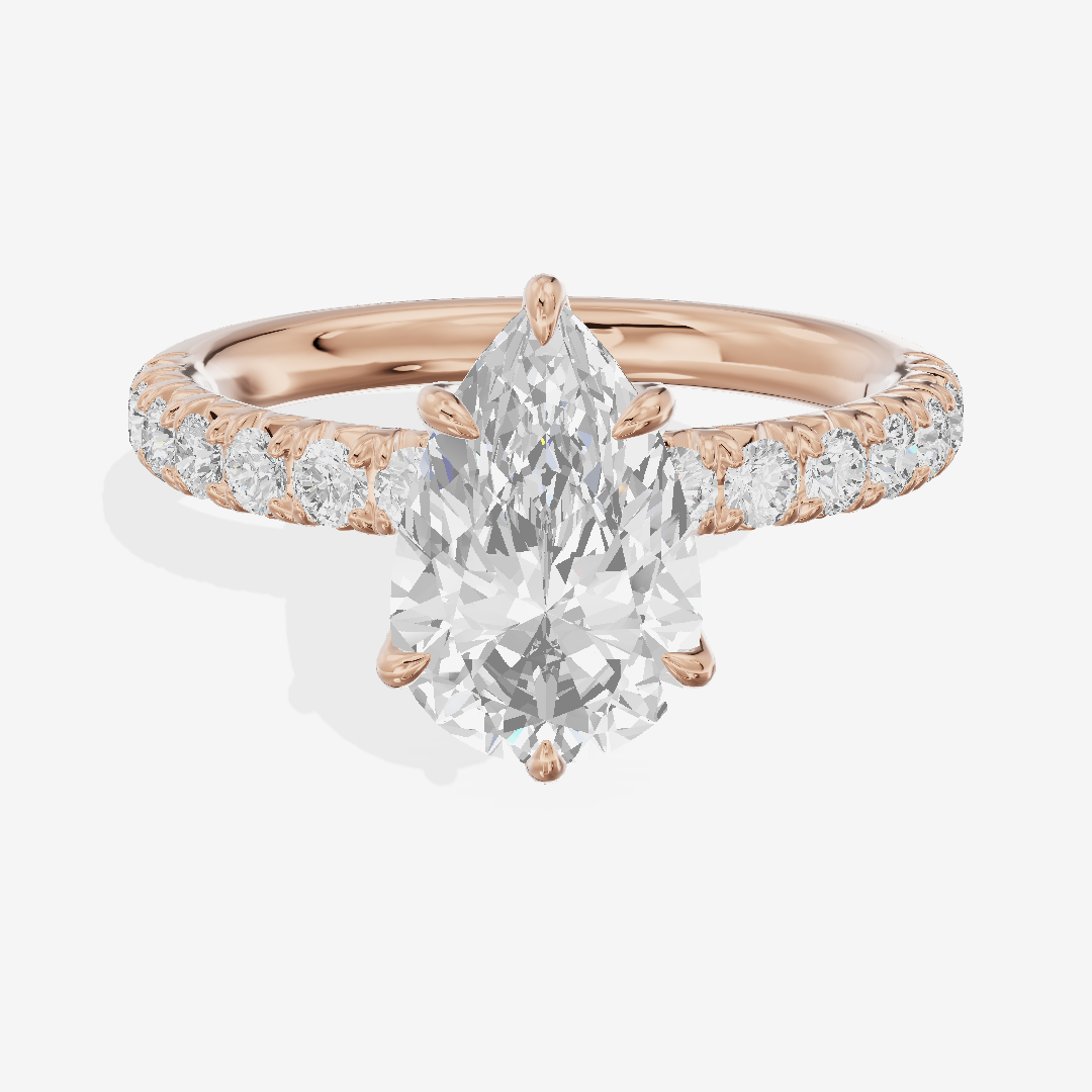 Luxe Aurea Pear Engagement Ring with Side Stones (3/8 ct. tw.) in 14K Rose Gold
