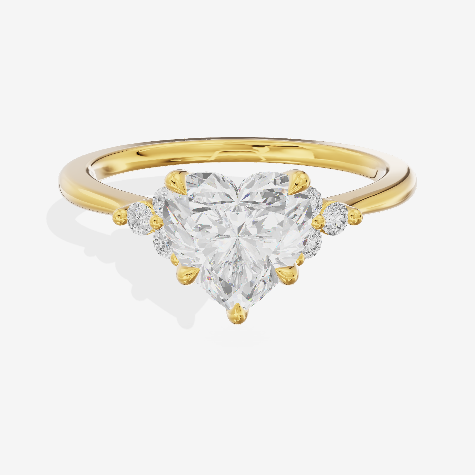 Petite Whisper Heart Engagement Ring with Side Stones (1/10 ct. tw.) in 14K Yellow Gold