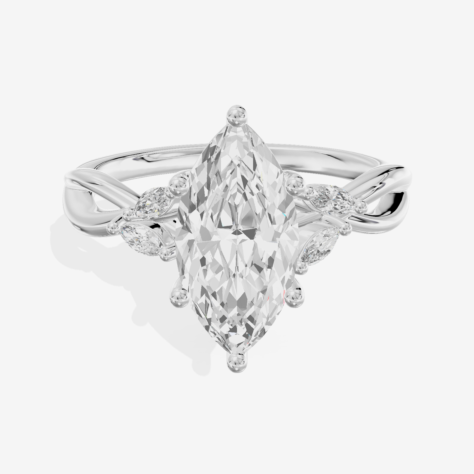 Vowsae Pavé Marquise Engagement Ring with Side Stones (1/8 ct. tw.) in Platinum