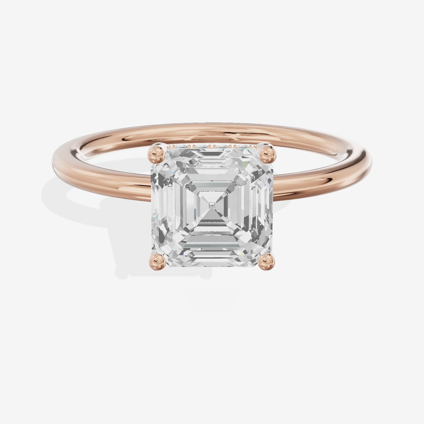 Reverya Hidden Halo Asscher Engagement Ring (1/20 ct. tw.) in 18K Rose Gold