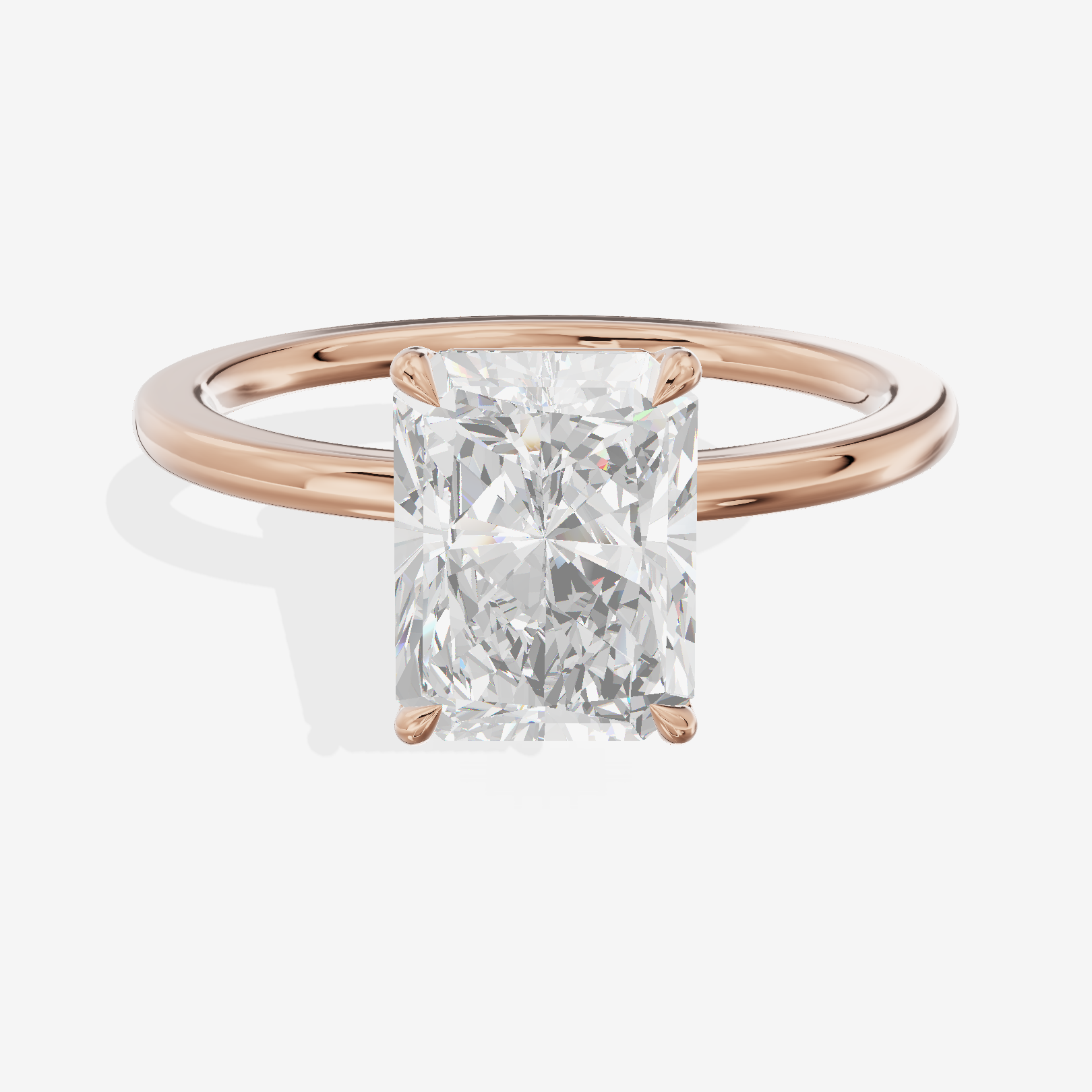 Charmae Ring 1.4mm Radiant Solitaire Engagement Ring in 14K Rose Gold
