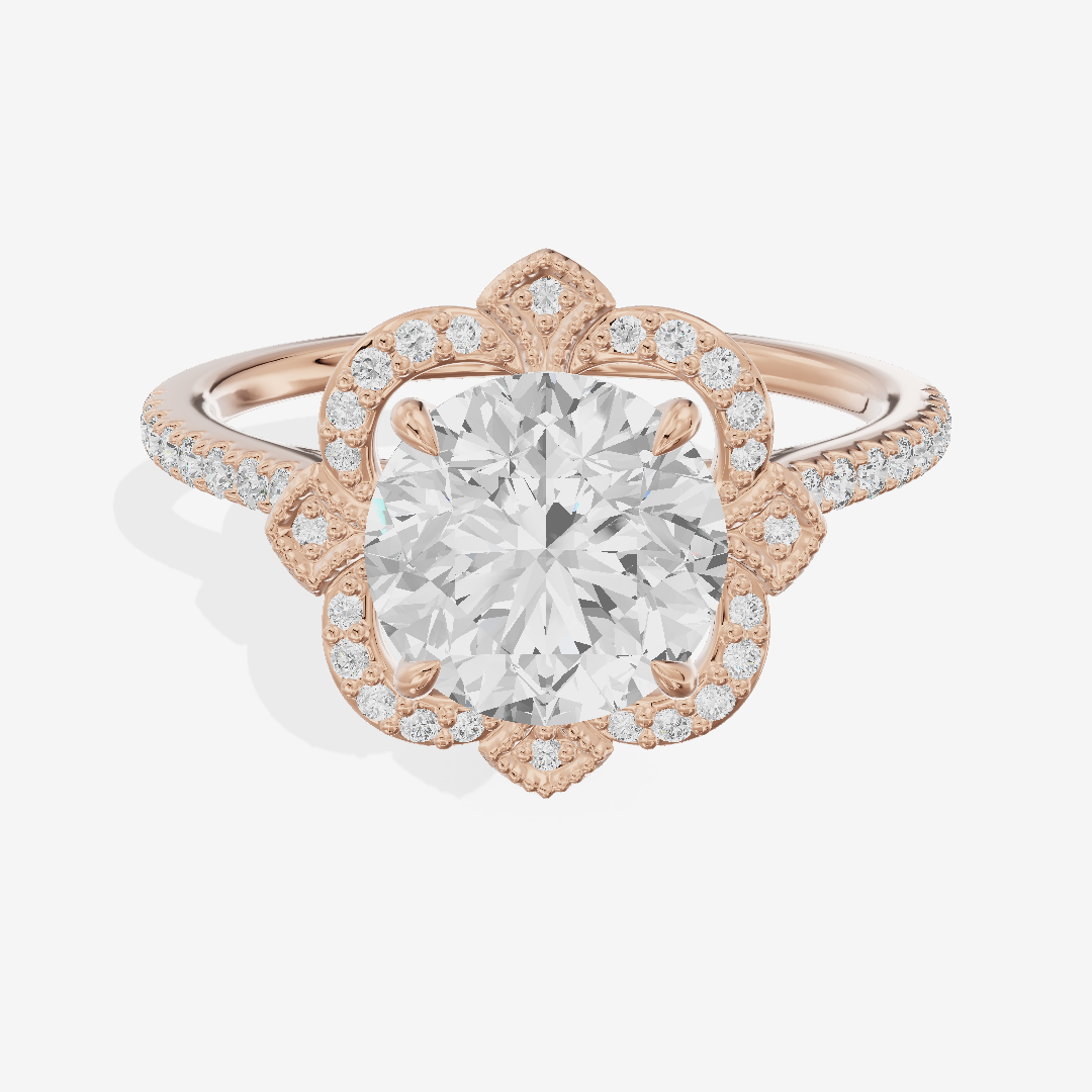 Selenia Halo Round Engagement Ring (1/6 ct. tw.) in 18K Rose Gold