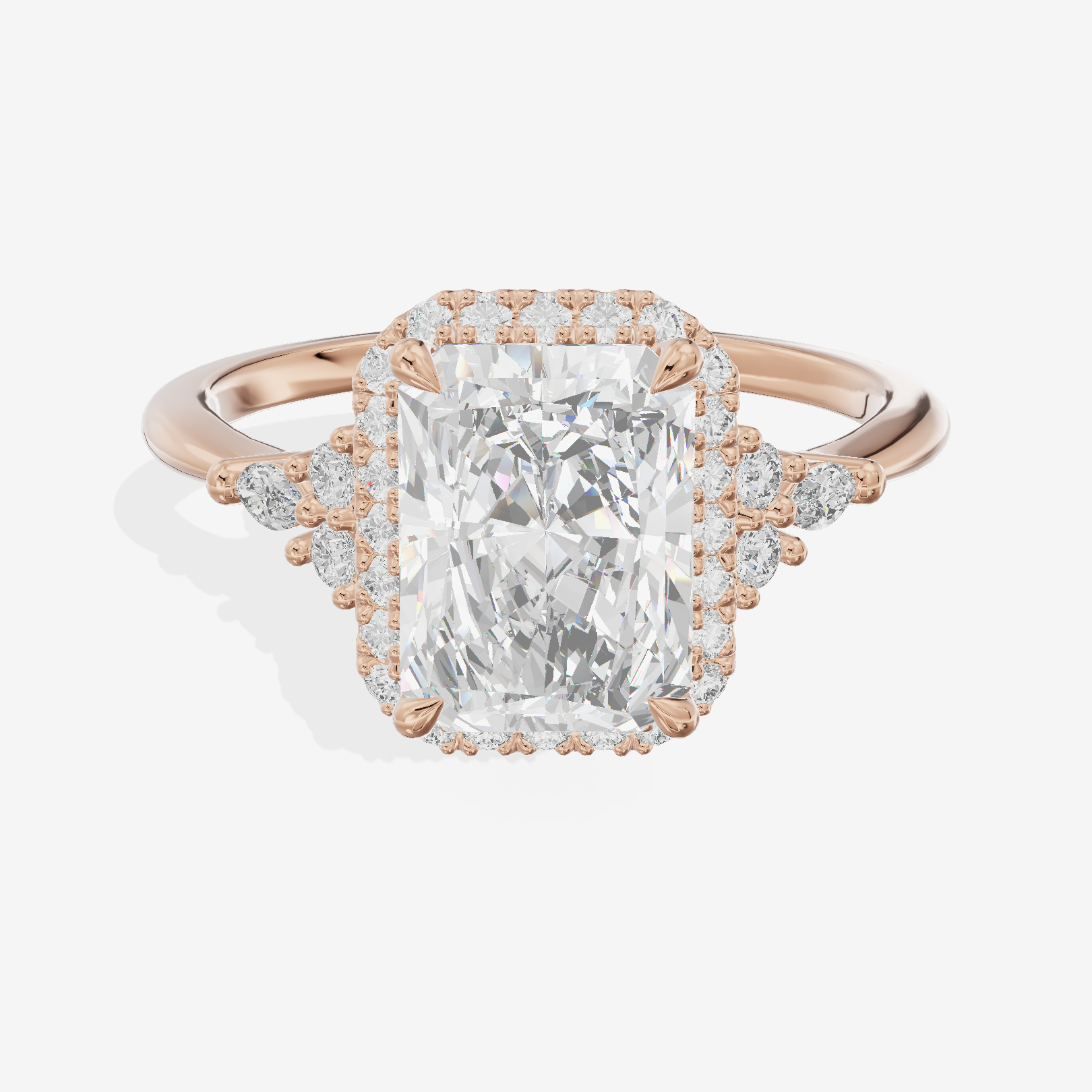 Clusta Halo Radiant Engagement Ring (1/2 ct. tw.) in 18K Rose Gold