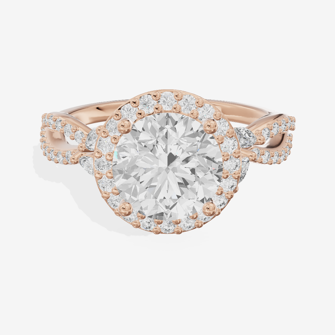 Luxe Reverya Round Hidden Halo Engagement Ring (2/5 ct. tw.) in 18K Rose Gold