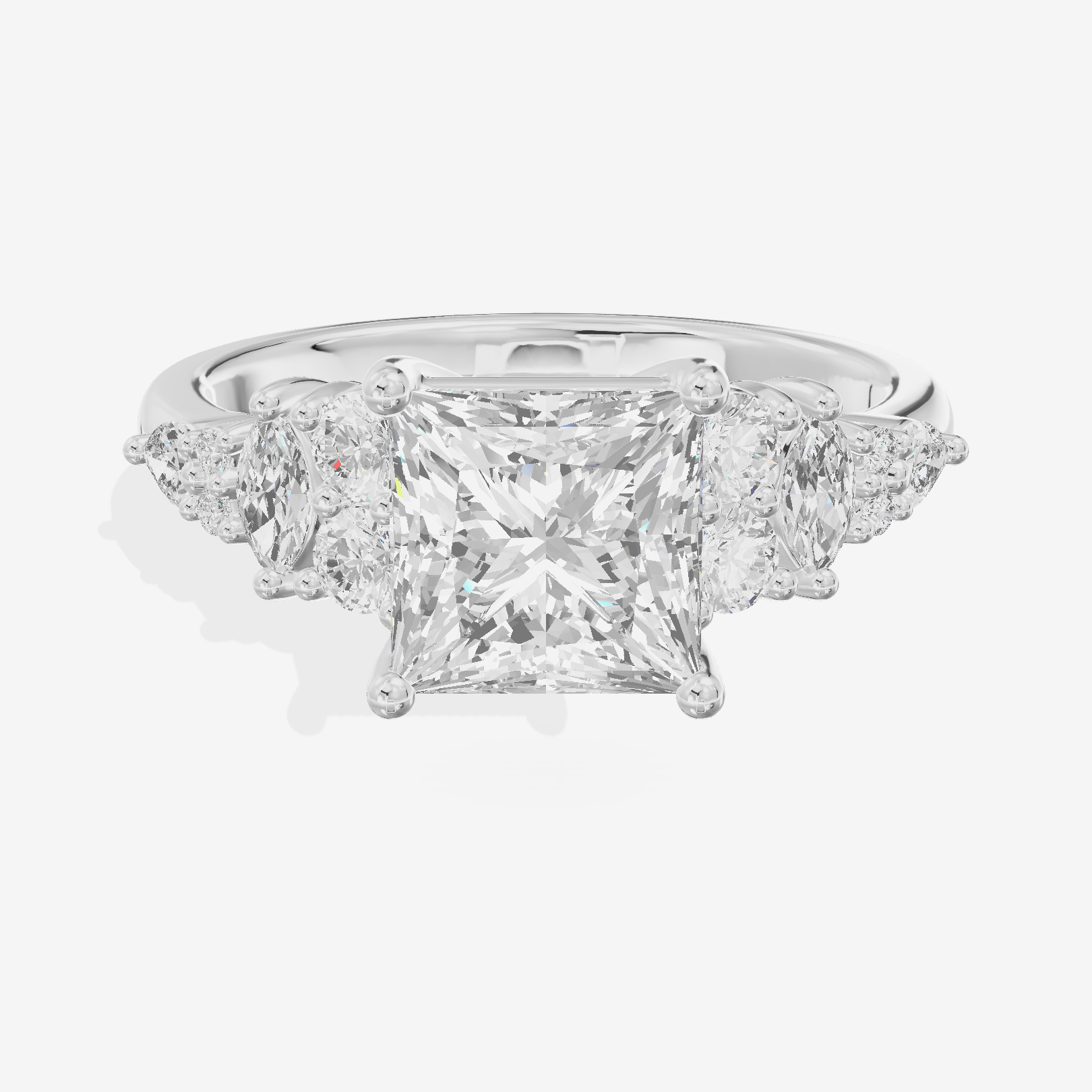 Modern Whisper Princess Engagement Ring with Side Stones (2/5 ct. tw.) in Platinum