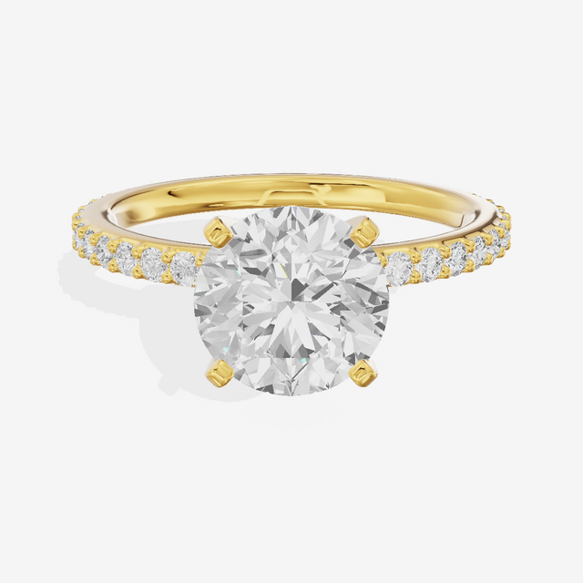 Petite Trellise Round Engagement Ring with Side Stones (1/3 ct. tw.) in 18K Yellow Gold