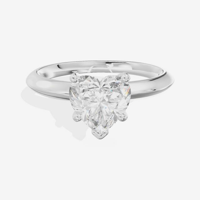 Classic Vowsae 2.5mm Heart Six-Prong Engagement Ring in 18K White Gold