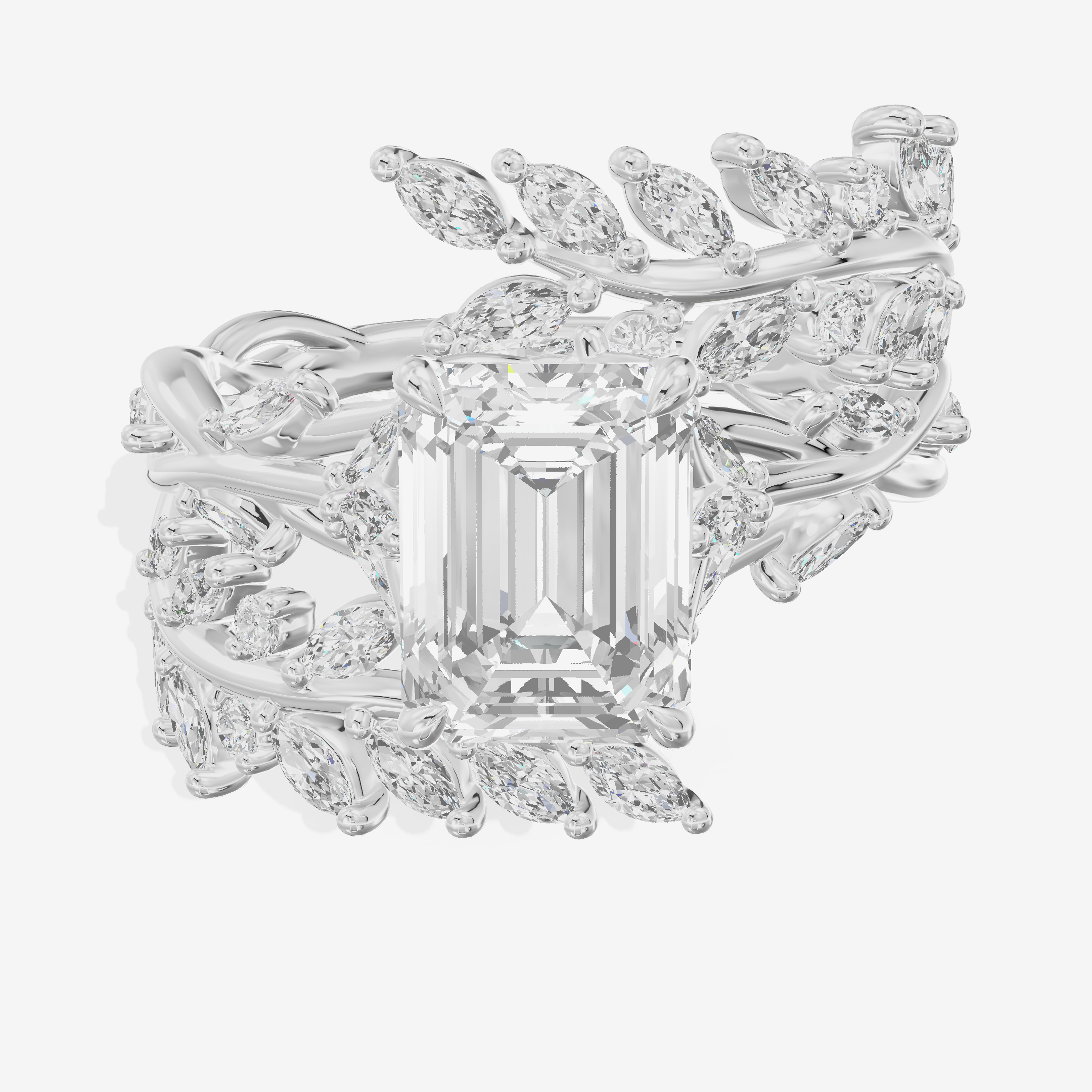 Bowed Trueheart Emerald Engagement Ring with Side Stones (3/4 ct. tw.) in Platinum