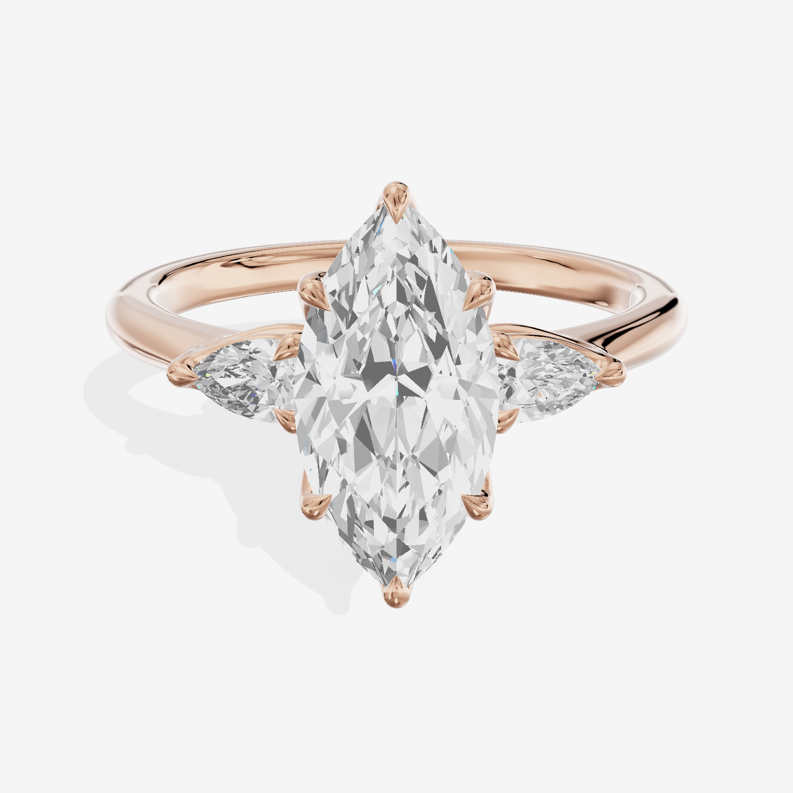 Vintage Coeurine Three Stone Marquise Engagement Ring (1/2 ct. tw.) in 18K Rose Gold