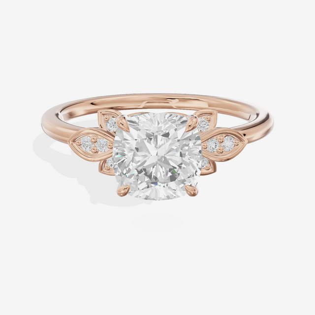 Trellise Cushion Engagement Ring with Side Stones (1/20 ct. tw.) in 14K Rose Gold