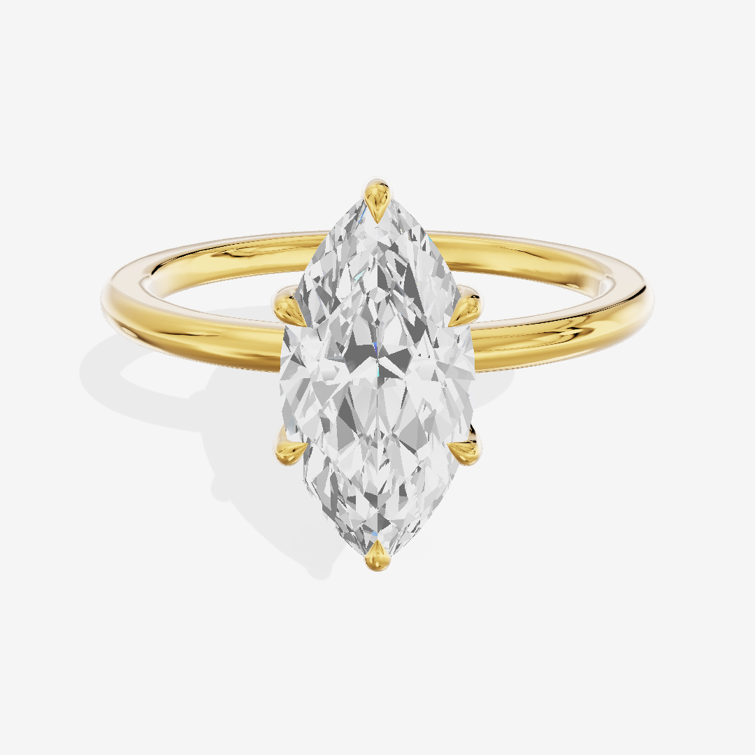Sincere Cathedral 1.5mm Marquise Six-Prong Engagement Ring in 18K Yellow Gold