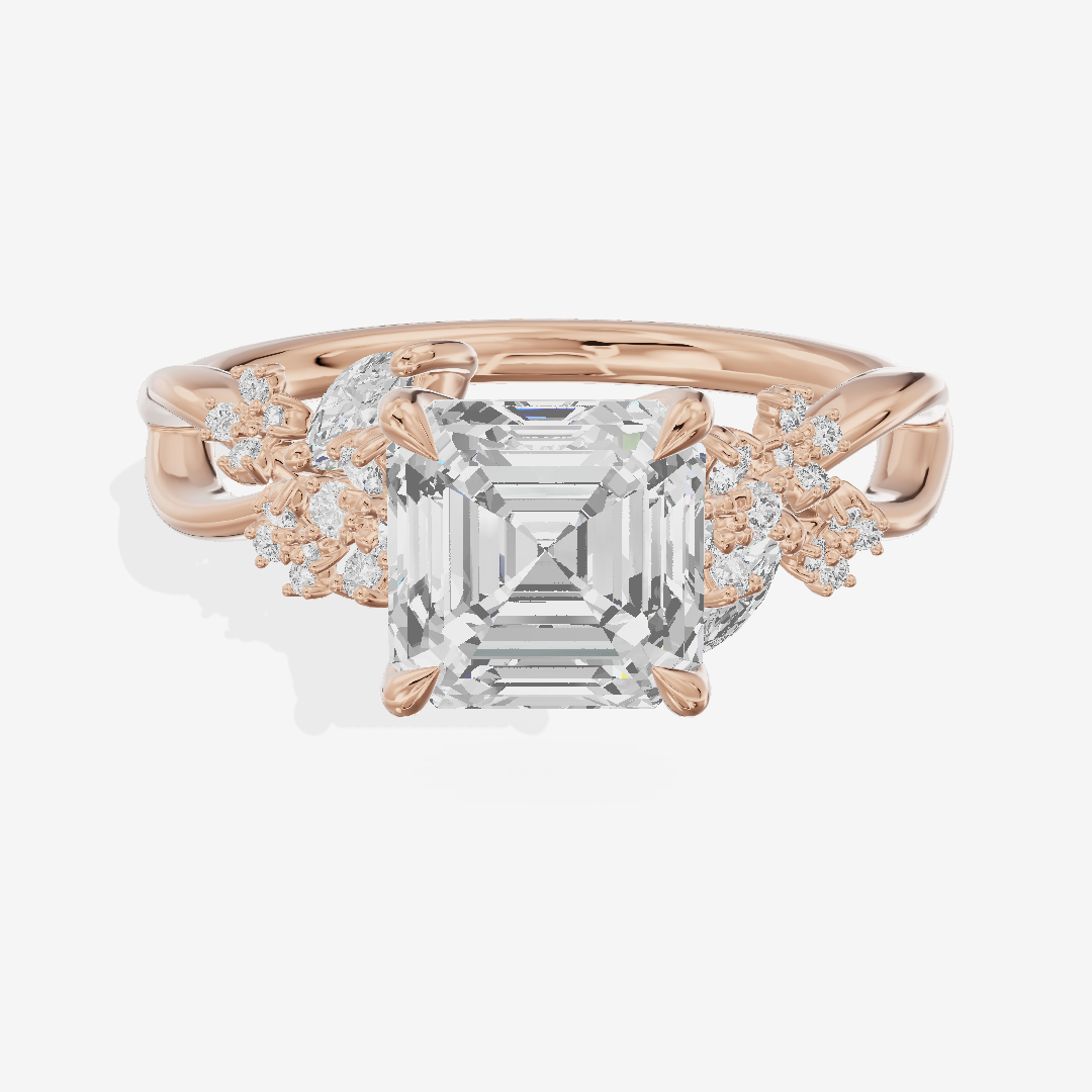 Classic Lightwoven Asscher Engagement Ring with Side Stones (1/4 ct. tw.) in 14K Rose Gold