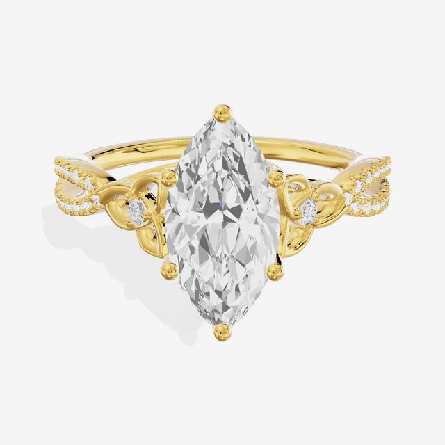 Luxe Sincere Marquise Engagement Ring with Side Stones (1/10 ct. tw.) in 18K Yellow Gold