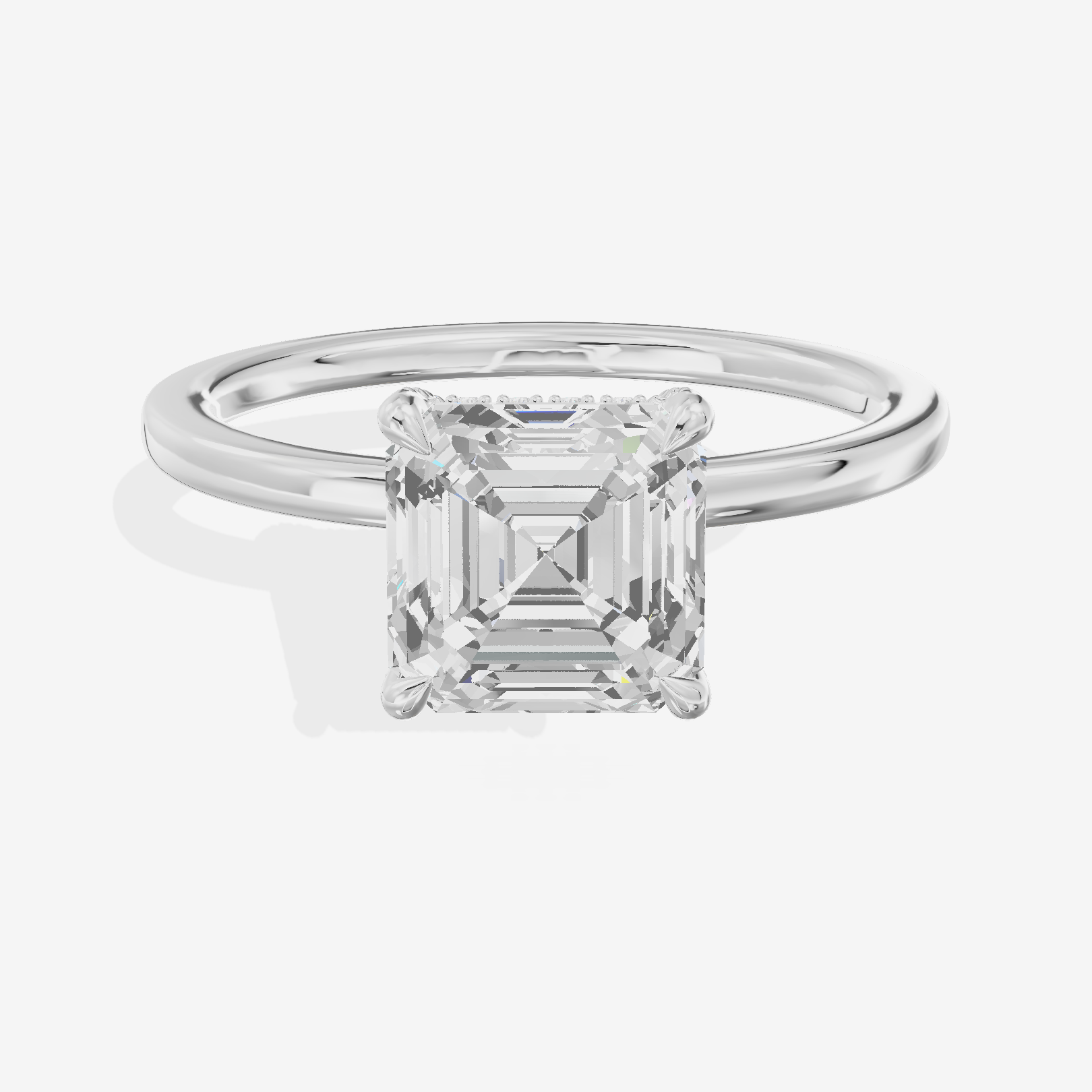 Lustrous Linger Asscher Engagement Ring with Side Stones (1/10 ct. tw.) in Platinum