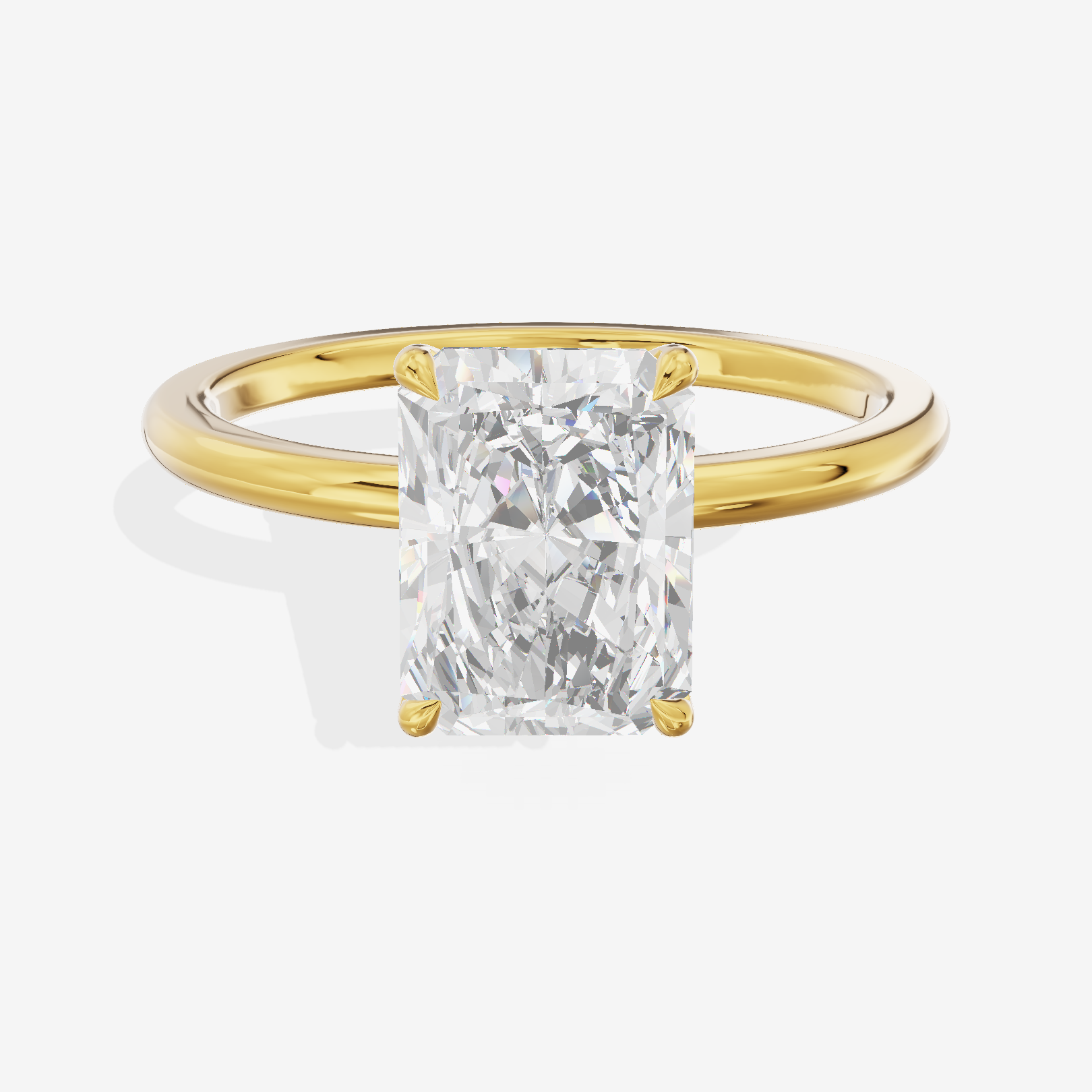 Lustrous Repose 1.5mm Radiant Comfort Fit Engagement Ring in 14K Yellow Gold