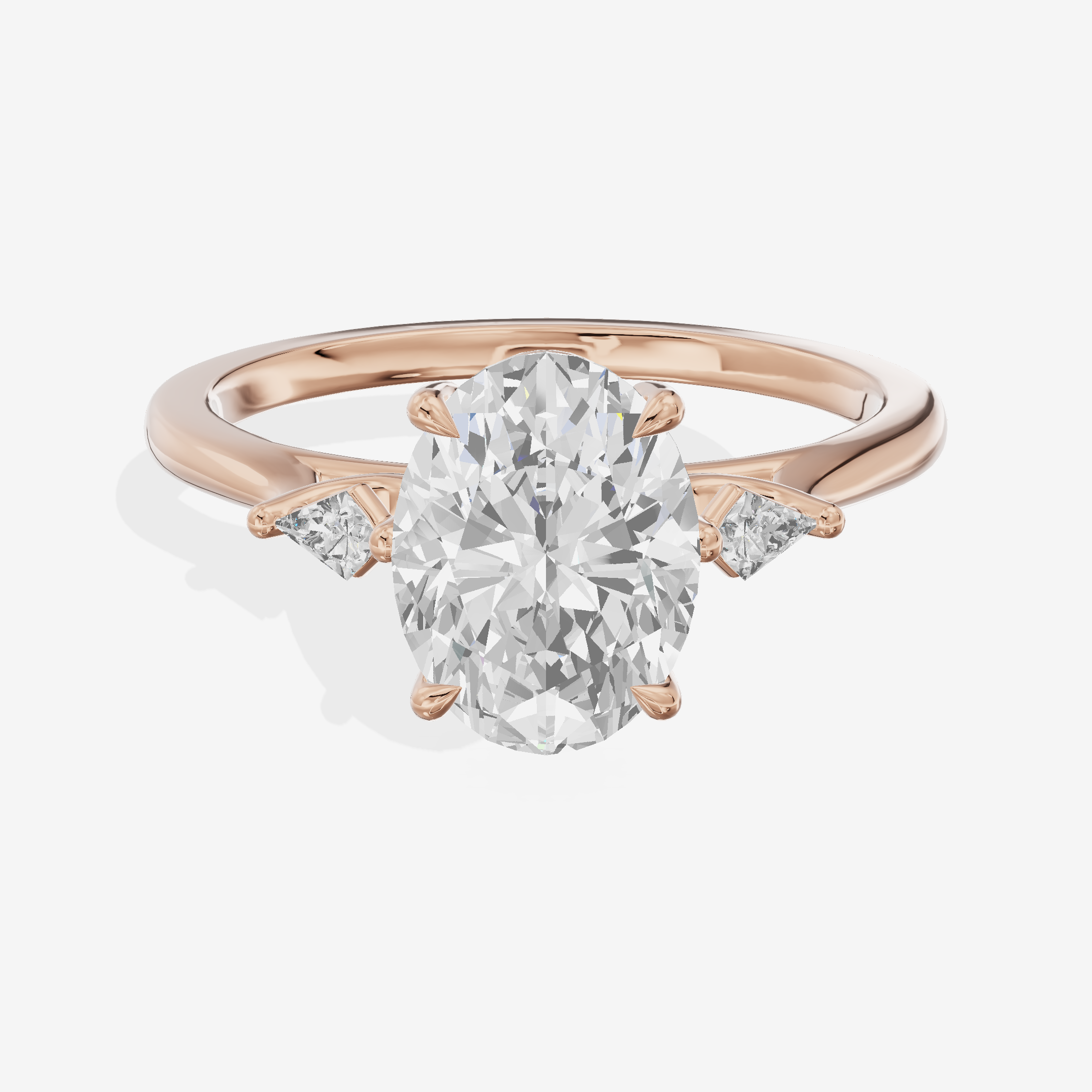 Vintage Belovae Oval Three Stone Engagement Ring (3/5 ct. tw.) in 14K Rose Gold