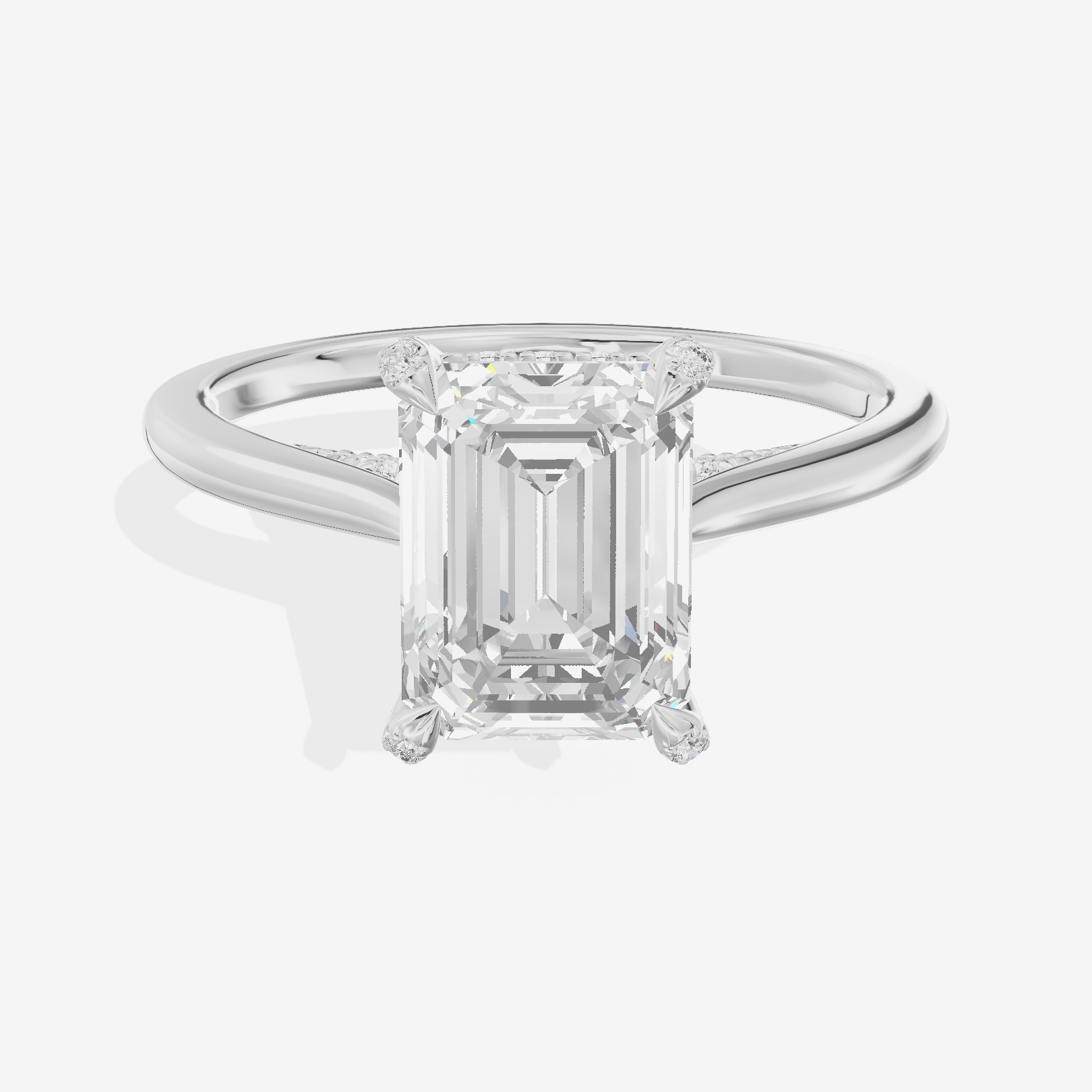 Grand Vowsae Emerald Engagement Ring with Side Stones (1/5 ct. tw.) in 18K White Gold