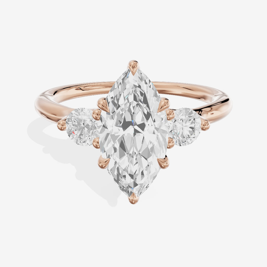Eternal Vowsae Three Stone Marquise Engagement Ring (1/3 ct. tw.) in 18K Rose Gold