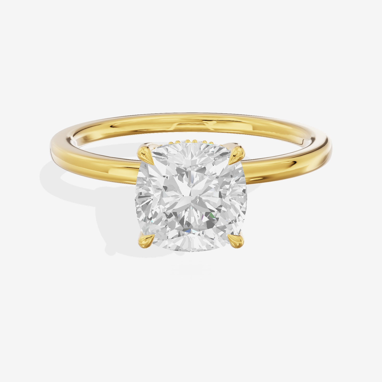 Grand Aimora Cushion Engagement Ring with Hidden Halos (1/20 ct. tw.) in 18K Yellow Gold