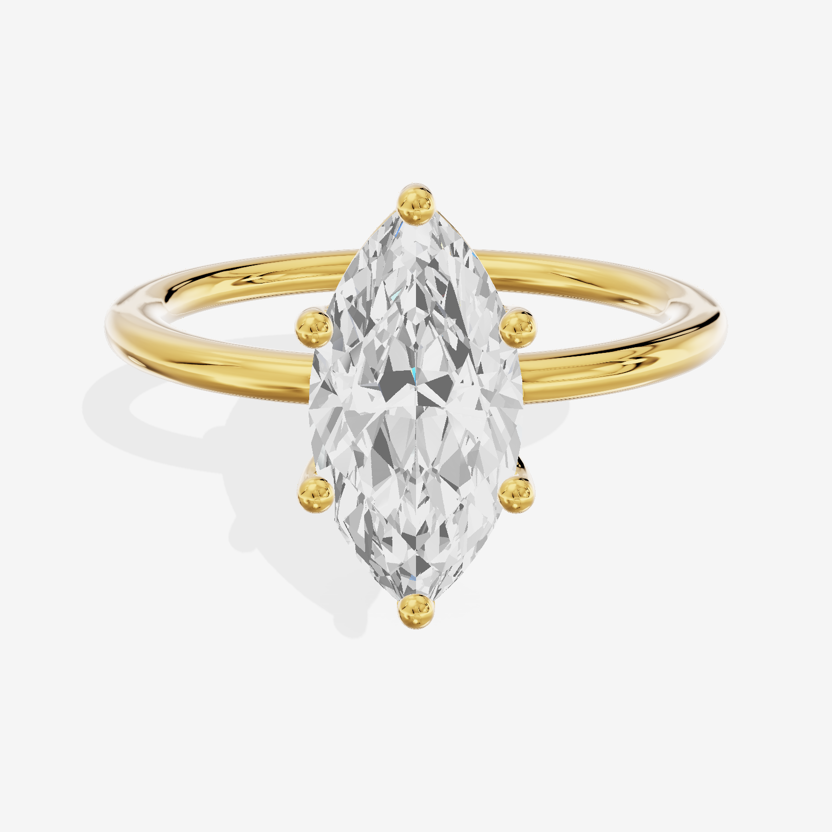 Crowned Vowsae 1.5mm Marquise Solitaire Engagement Ring in 14K Yellow Gold